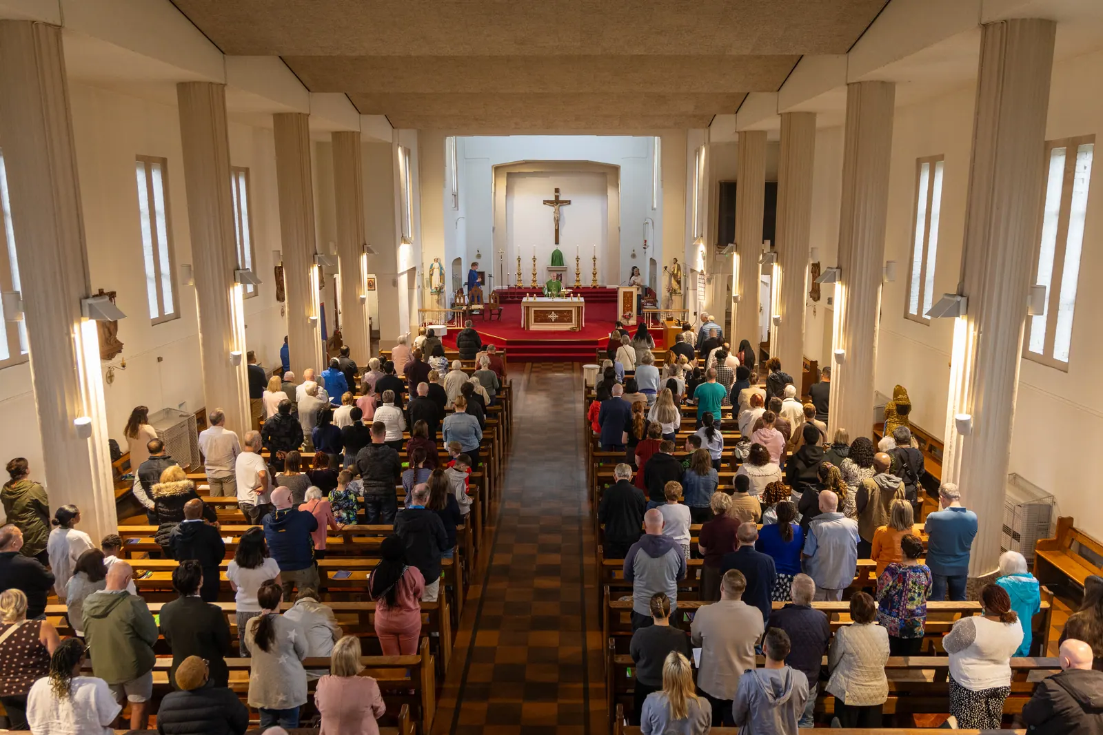 Congregation gathered for Mass inside Our Lady of Walsingham Church